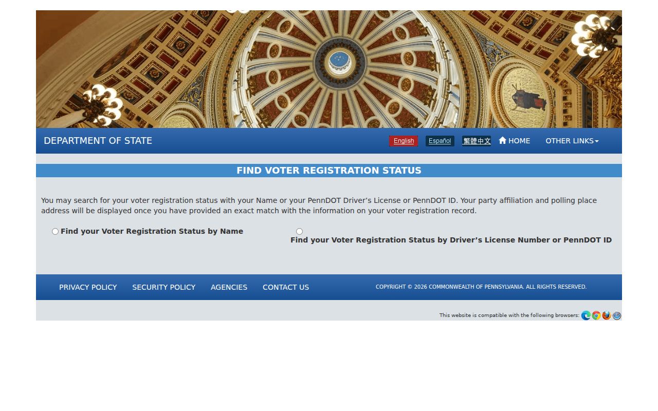 Spring Township resident lookup using Pennsylvania voter registration status