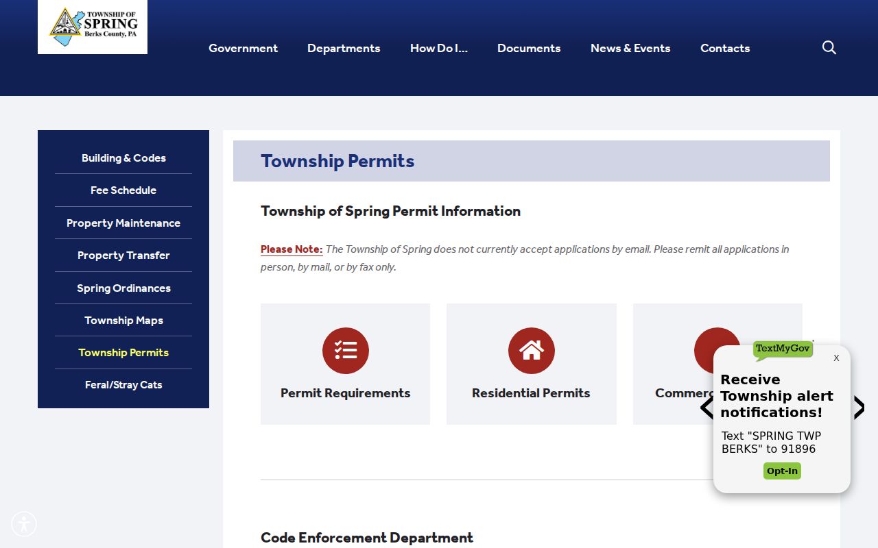 Spring Township street directory permit and zoning forms